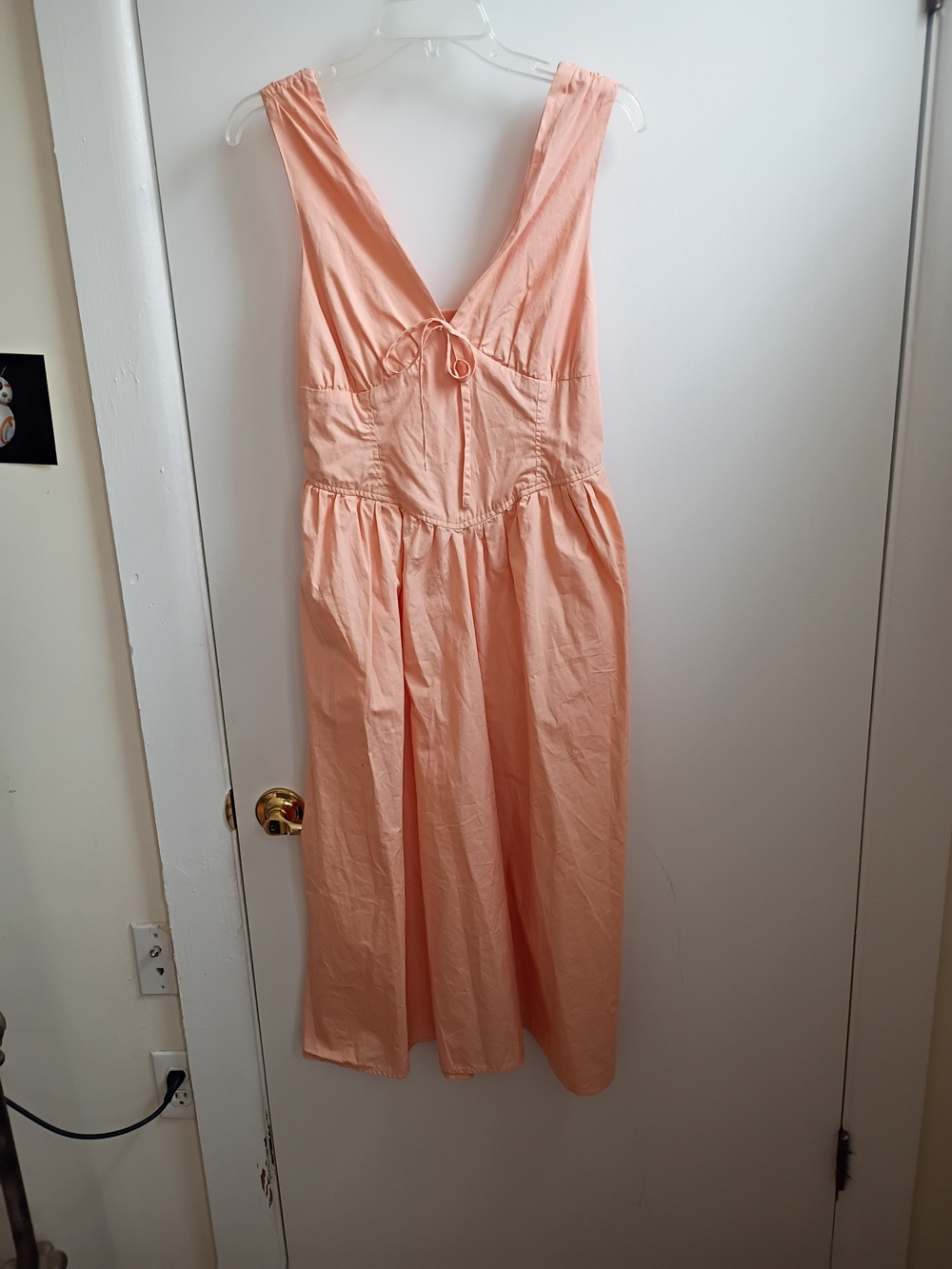 Band Of The Free Peach Tie-Front Midi Sundress